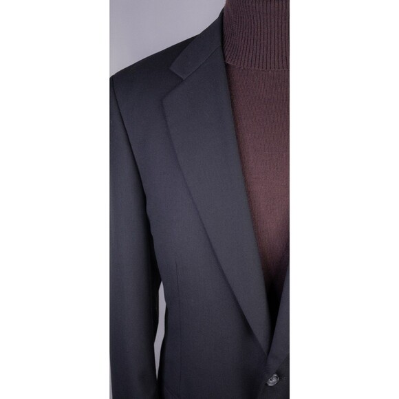 Alan Flusser Sport Coat Jacket Blazer Sz 44L Solid Black 2-Button Poly Blend EUC - Picture 5 of 14